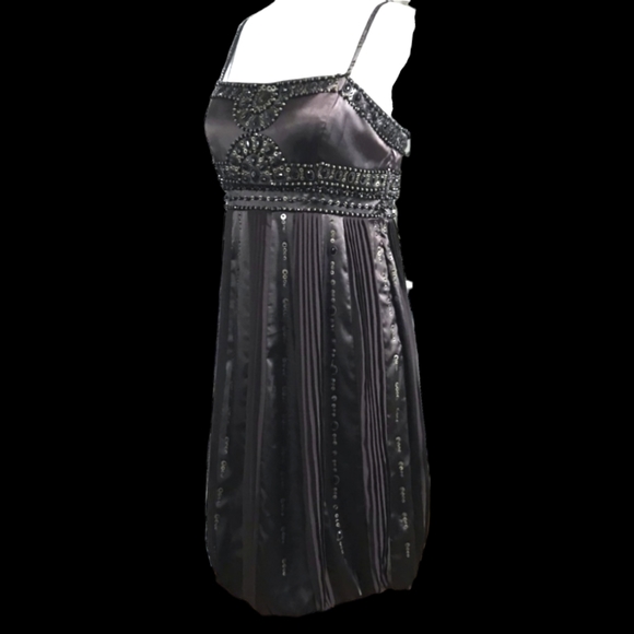 Sue Wong Brown Satin Beaded Slip Dress - Picture 4 of 10